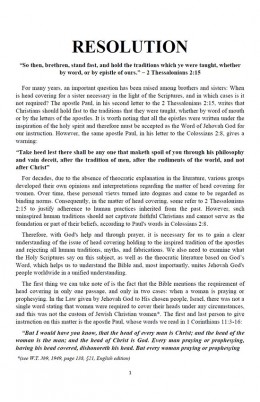 Resolution on Head Covering